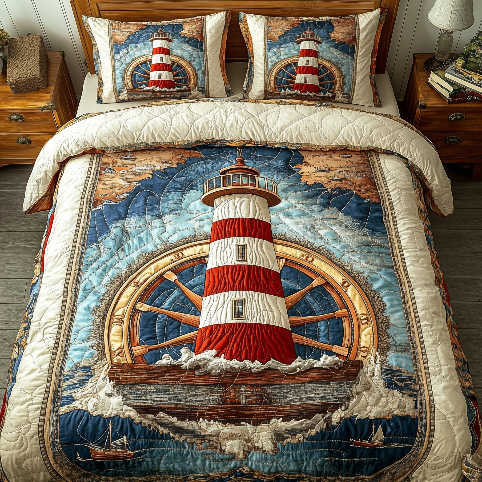 Nautical Lighthouse Quilted Bedding Set Bedroom Decor Ideas Lighthouse Gifts For Men