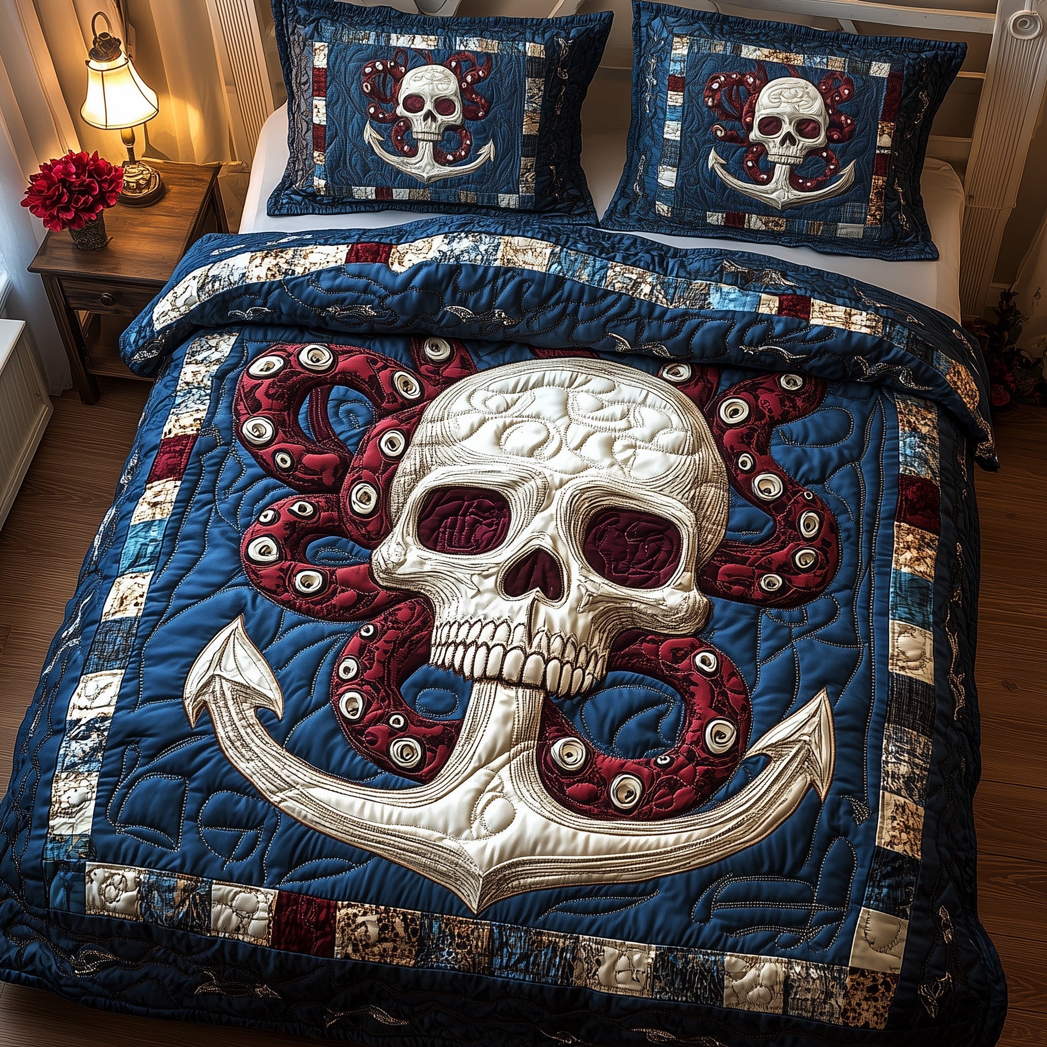 Nautical Nightmare Quilted Bedding Set Bedroom Furniture Ideas Skull Gifts For Women
