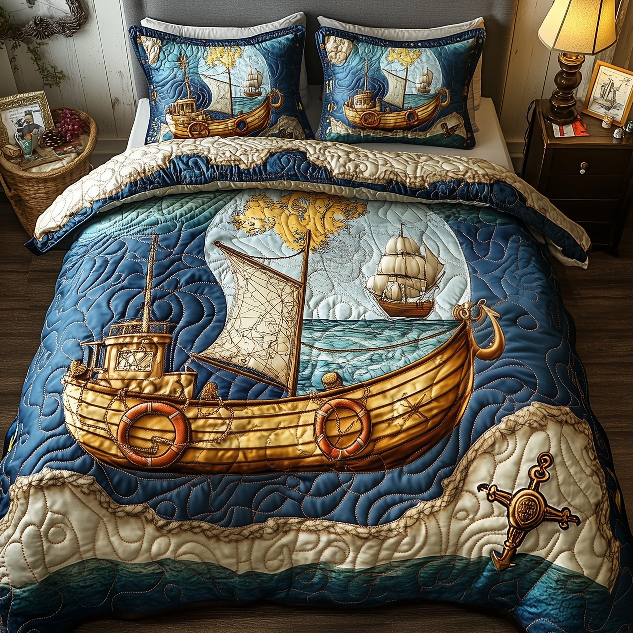 Nautical Quilted Bedding Set Best Bedsheets Ocean Lighthouse Gift Ideas