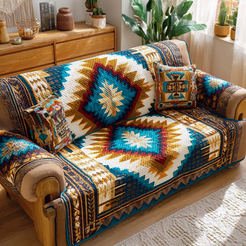 Navajo Gem Diamond Quilted Sofa Cover Best Couch Covers Native American Themed Gifts