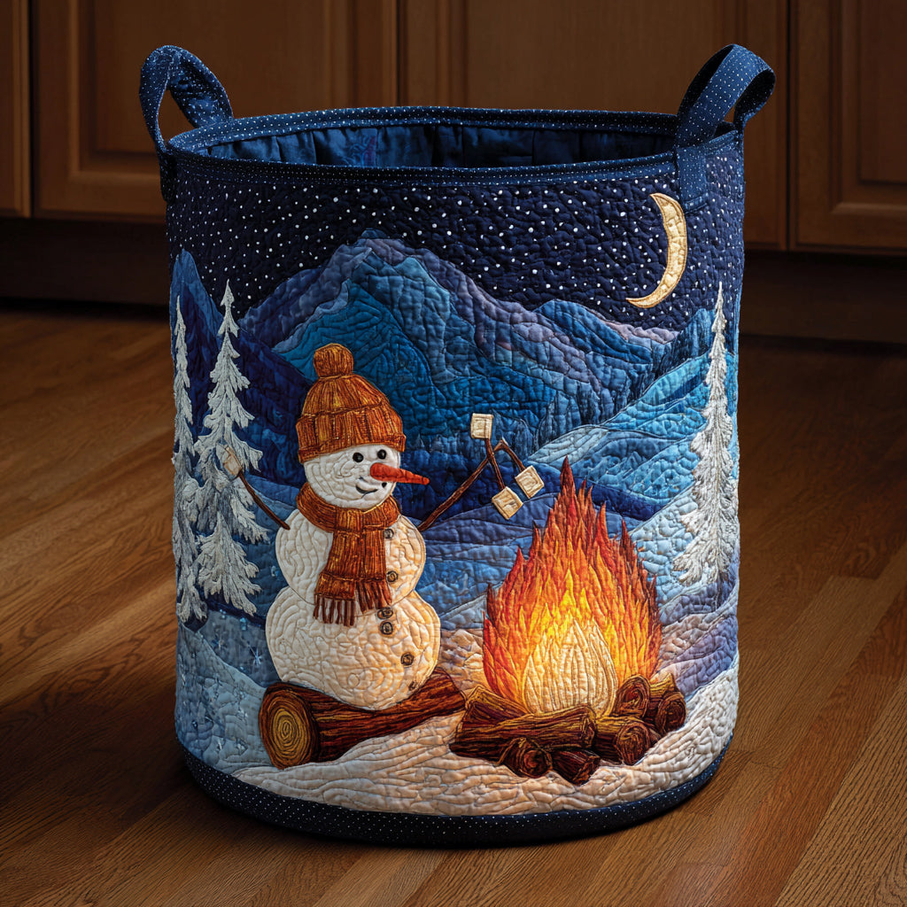 Navy Snowman Night Quilted Laundry Basket Unique Laundry Hamper Christmas Presents For Girlfriend
