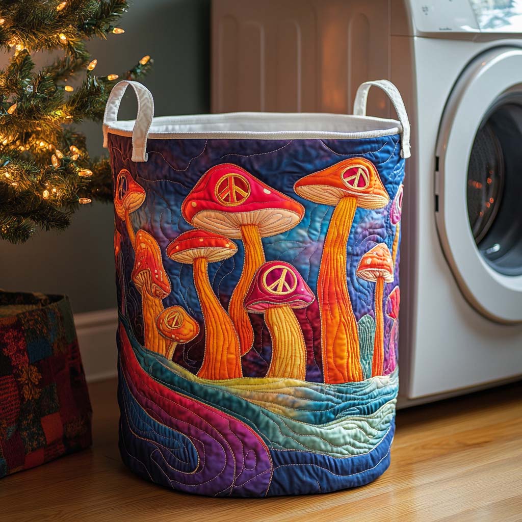 Neon Fungi Dreams Quilted Laundry Basket Decor Laundry Basket Unusual Housewarming Gifts