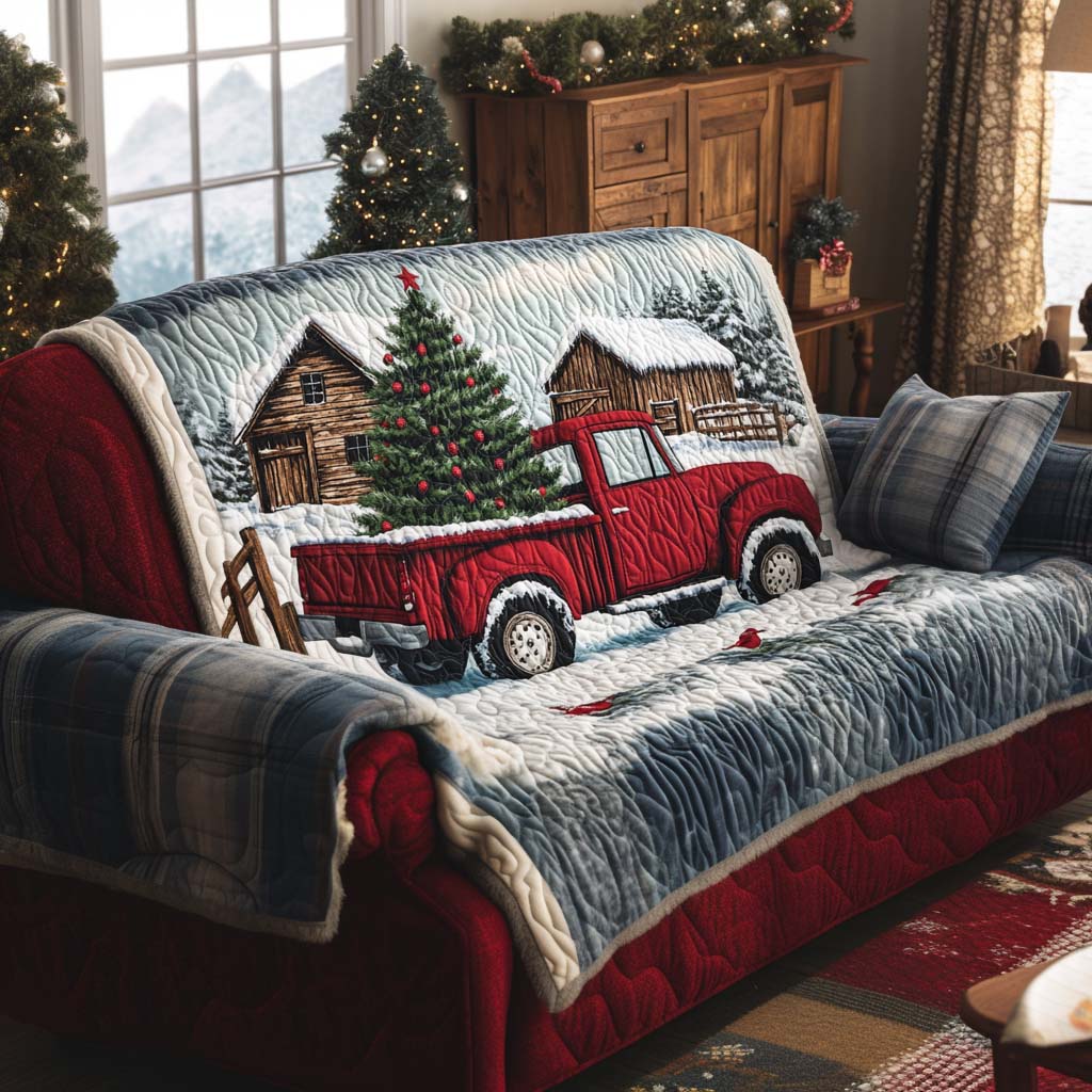 New Snowfall Quilted Sofa Cover Christmas Living Room Decor Present For Mother In Law Christmas