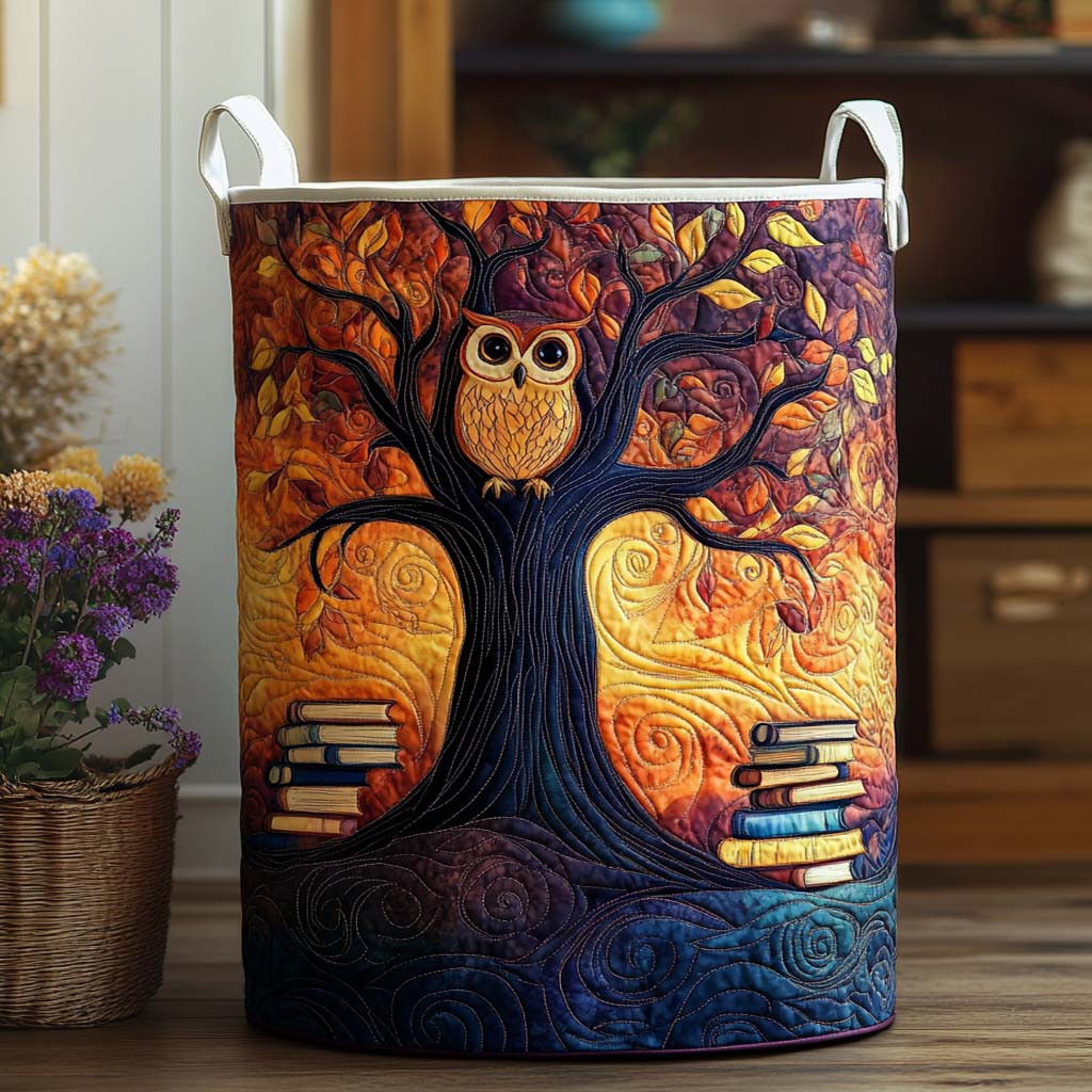 Night Owl Library Quilted Laundry Basket Unique Cool Laundry Basket Book Themed Gifts For Husband
