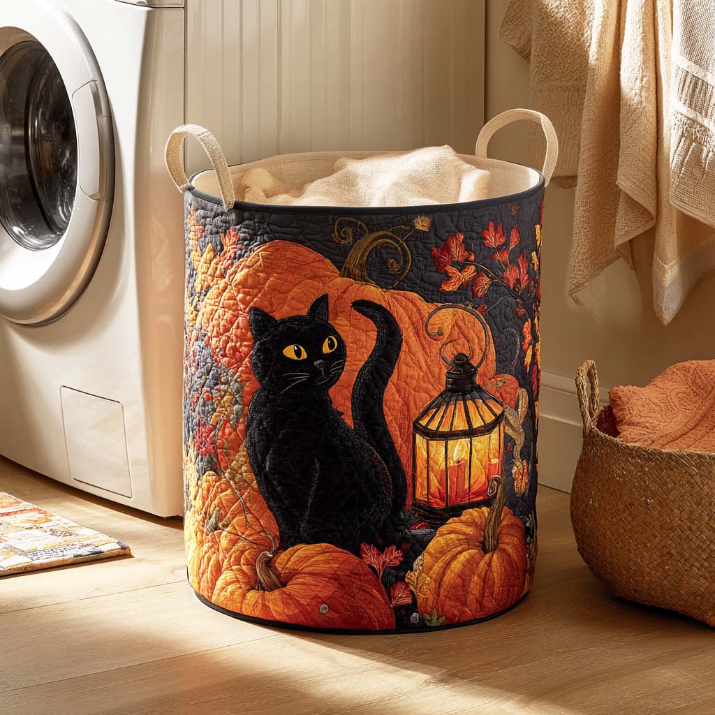 Night Prowler Quilted Laundry Basket Unusual Laundry Basket Unique Halloween Gifts