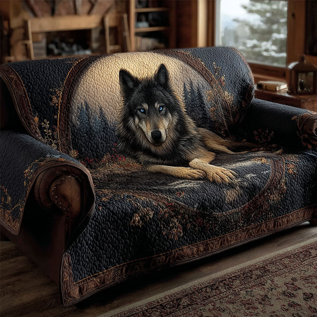 Night Prowler Quilted Sofa Cover Best Slip Cover Sofa Gift For Wolf Lover
