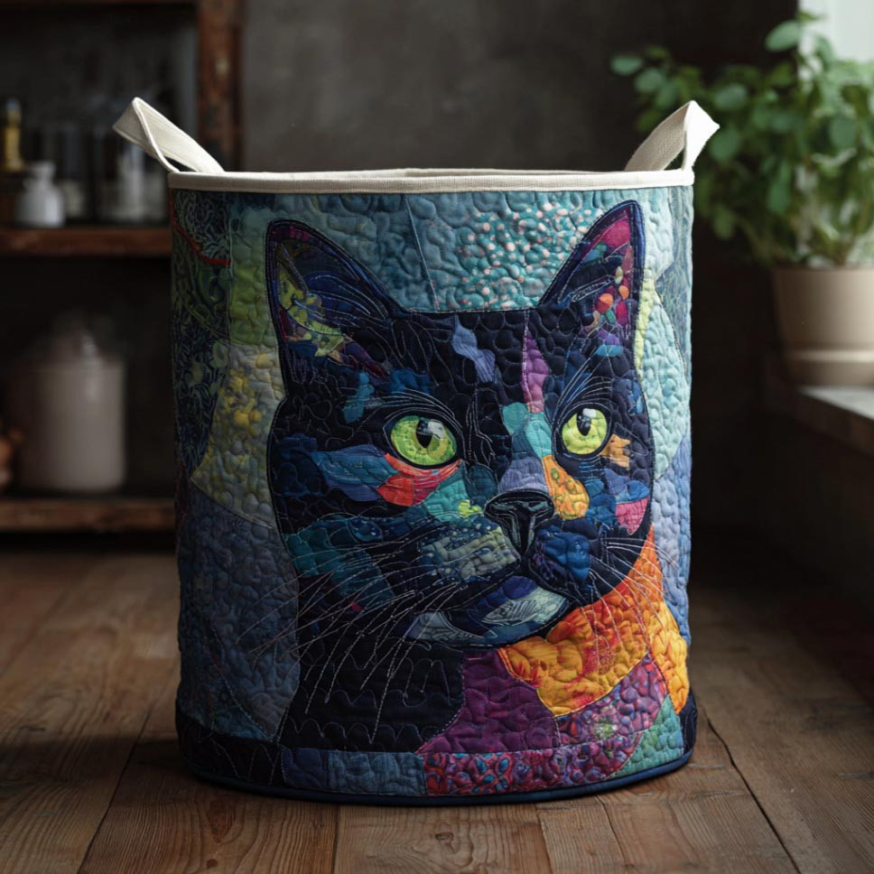 Night Whisker Quilted Laundry Basket Best Clothes Hamper Cat Lovers Shop