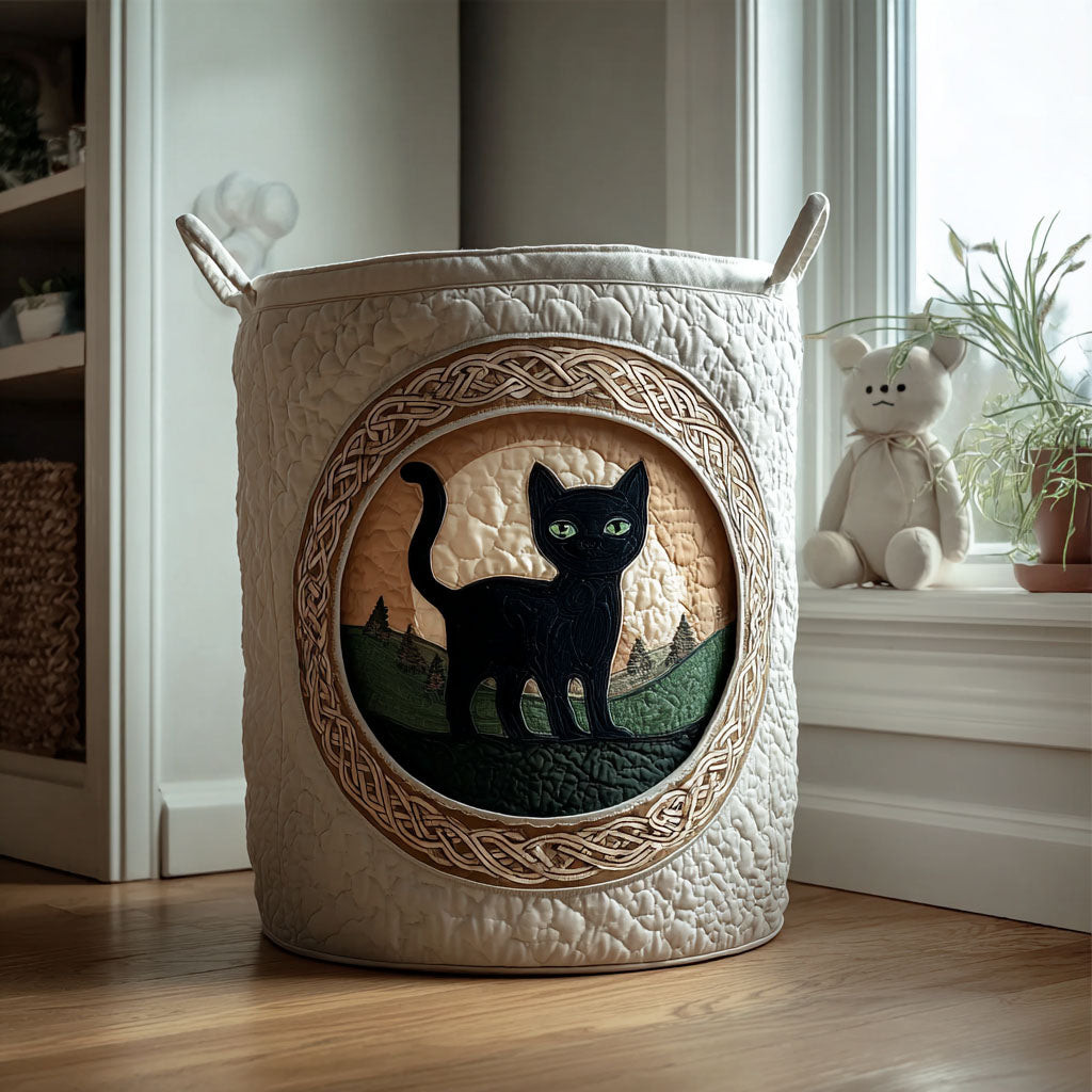Nightfall Wanderer Quilted Laundry Basket Rustic Laundry Basket Unique Gifts For Cat Lovers