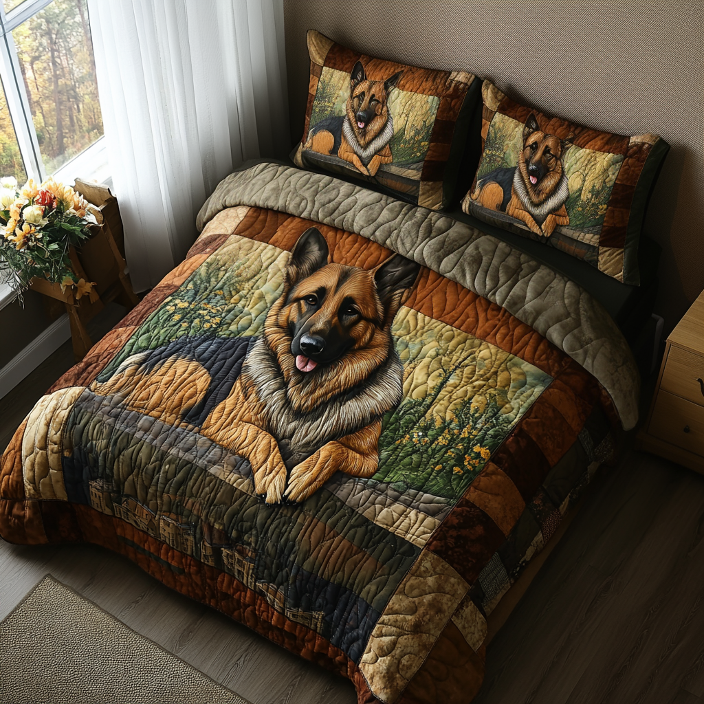Noble Companion Quilted Bedding Set Cute Bedroom Decor Dog Person Gifts