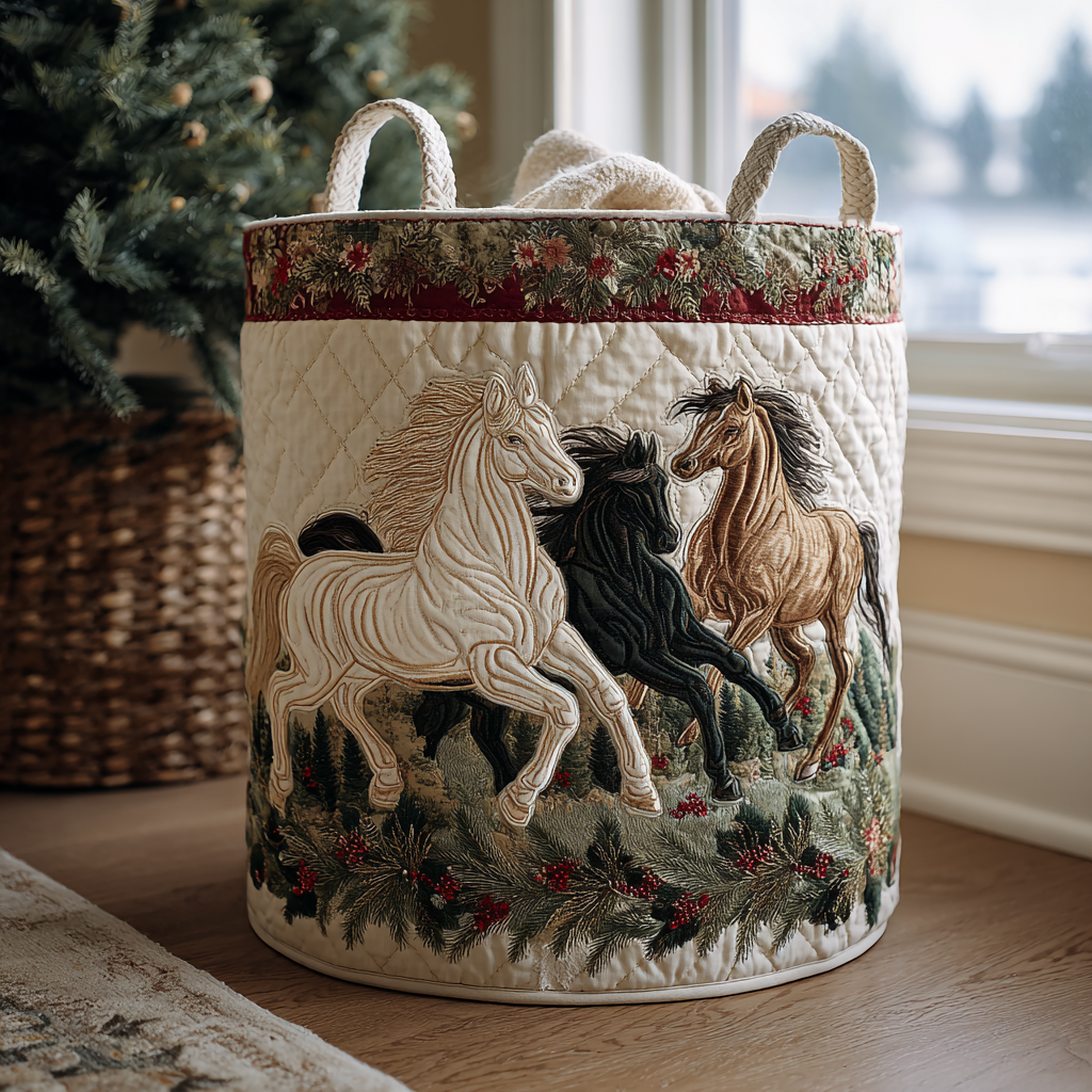 Noble Horse Quilted Laundry Basket Unique Laundry Hamper Great Gifts For Horse Owners