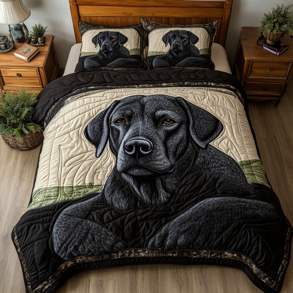 Noble Labrador Quilted Bedding Set Best King Bed Sheets Gift For Dog Lover