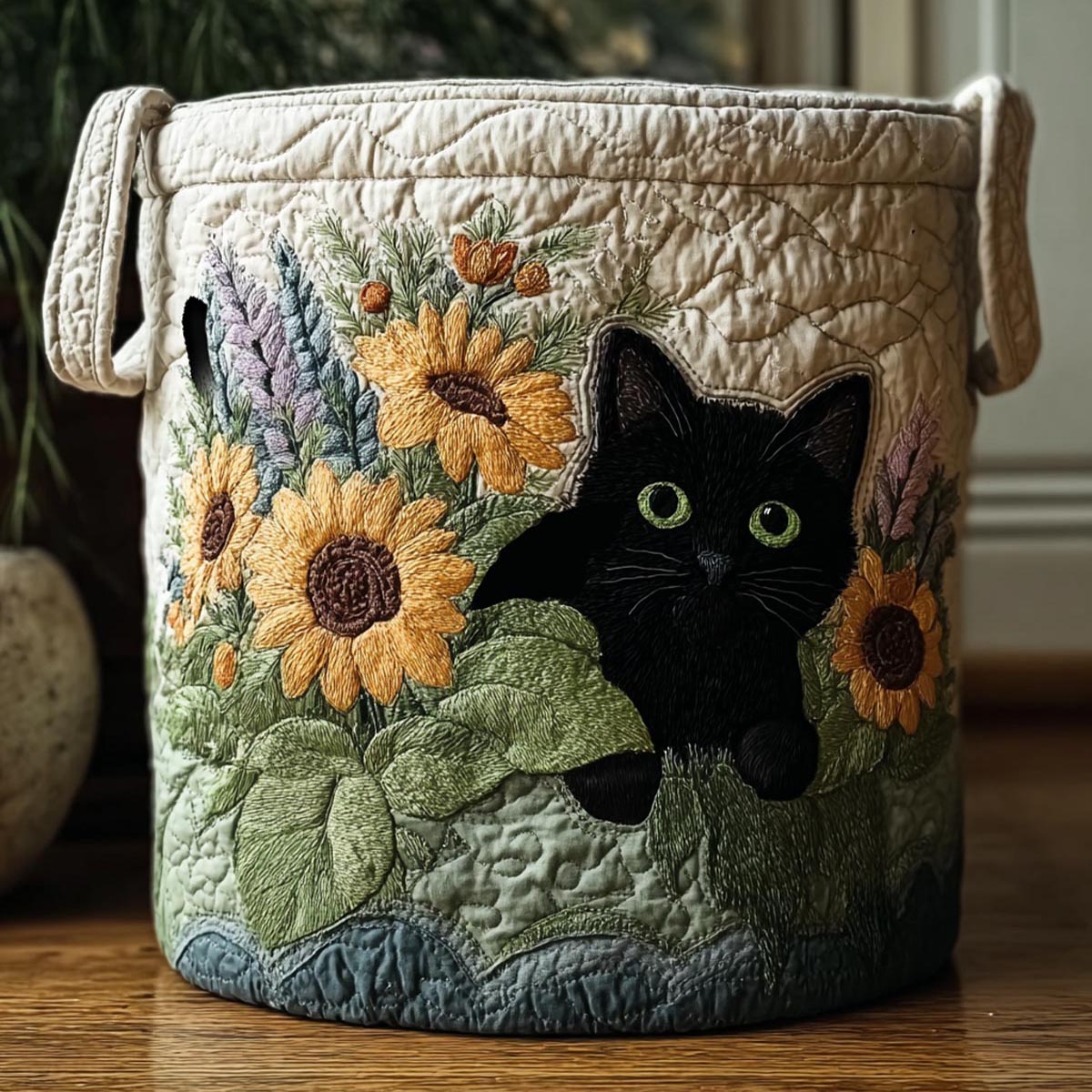 Noir Kitty Quilted Laundry Basket Coolest Laundry Baskets Awesome Gifts For Cat Lovers