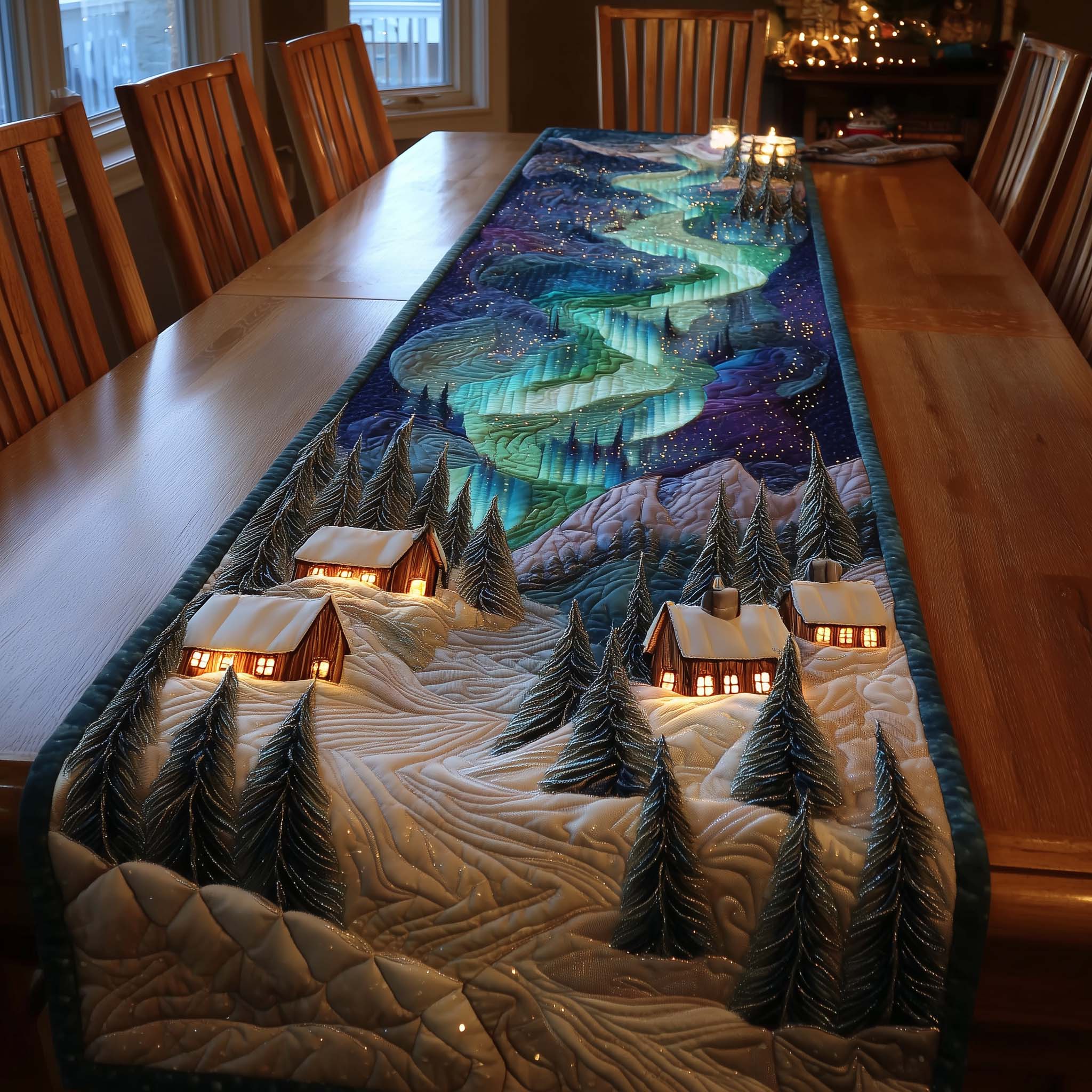 Northern Calm Quilted Table Runner Dining Room Table Decor Ideas Mother's Day Gifts