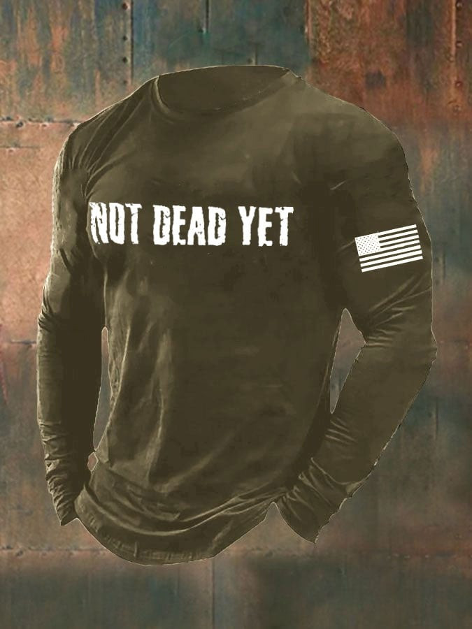 Not Dead Yet Veteran Men's Long Sleeve Shirt Cool Veteran Clothing Gifts For Brothers - Image 2