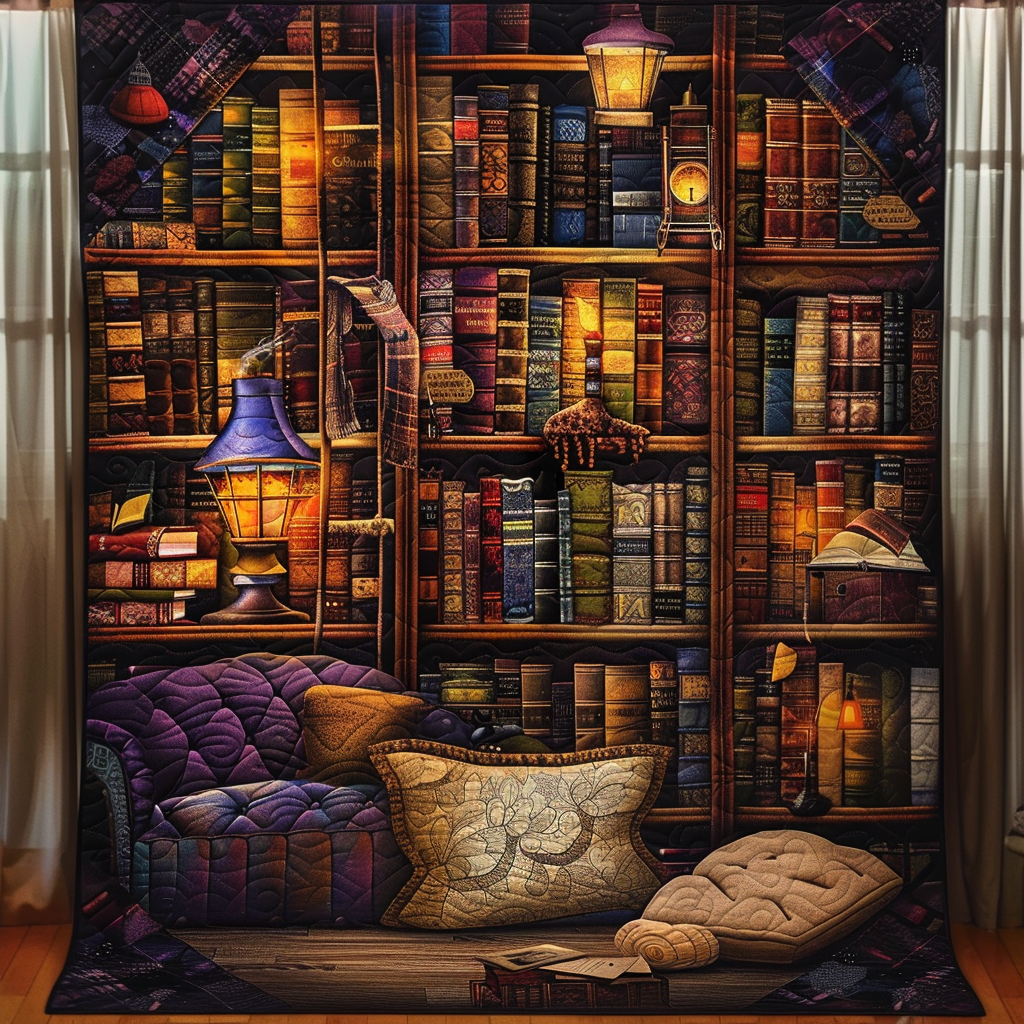 Novel Nook Quilted Blanket Cover Bed Set Book Themed Birthday Gifts