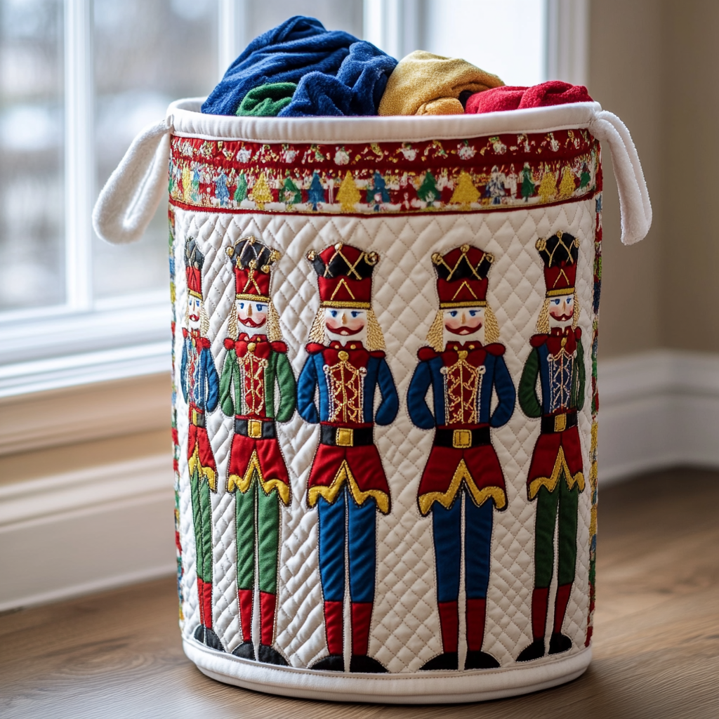 Nutcracker Charm Quilted Laundry Basket Home Decor Xmas Present For Daughter In Law