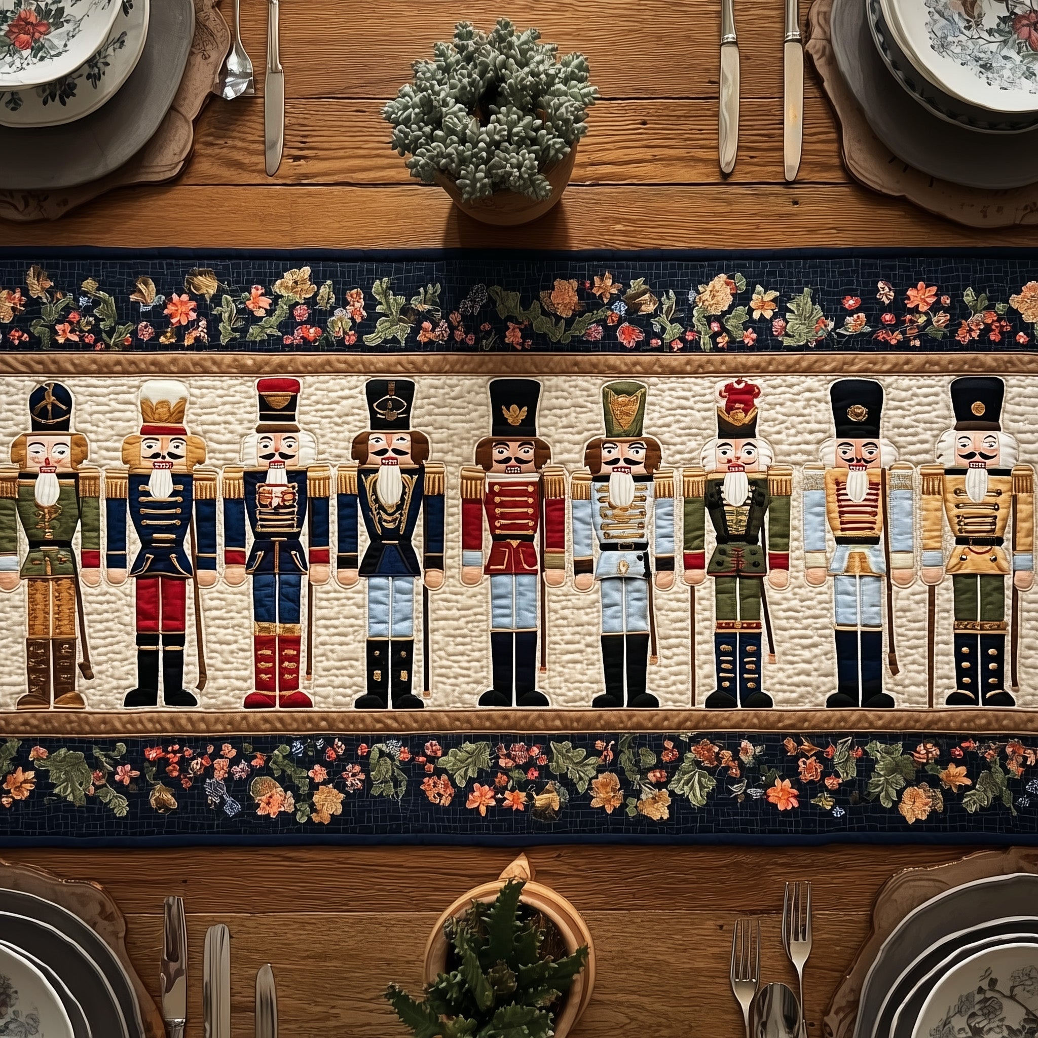 Nutcracker Guard Quilted Table Runner Christmas Themed Table Runner Good Family Christmas Presents