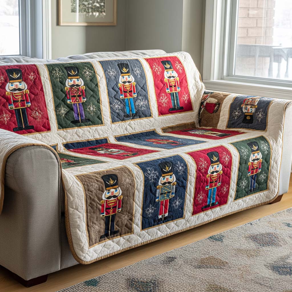 Nutcracker Parade Quilted Sofa Cover Couch Cushion Covers Best Family Christmas Gifts