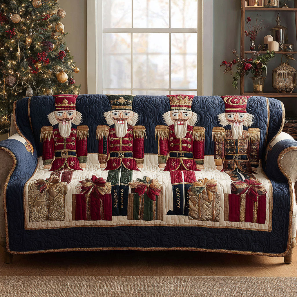 Nutcracker Parade Quilted Sofa Cover Home Decor Christmas Gnome Gifts