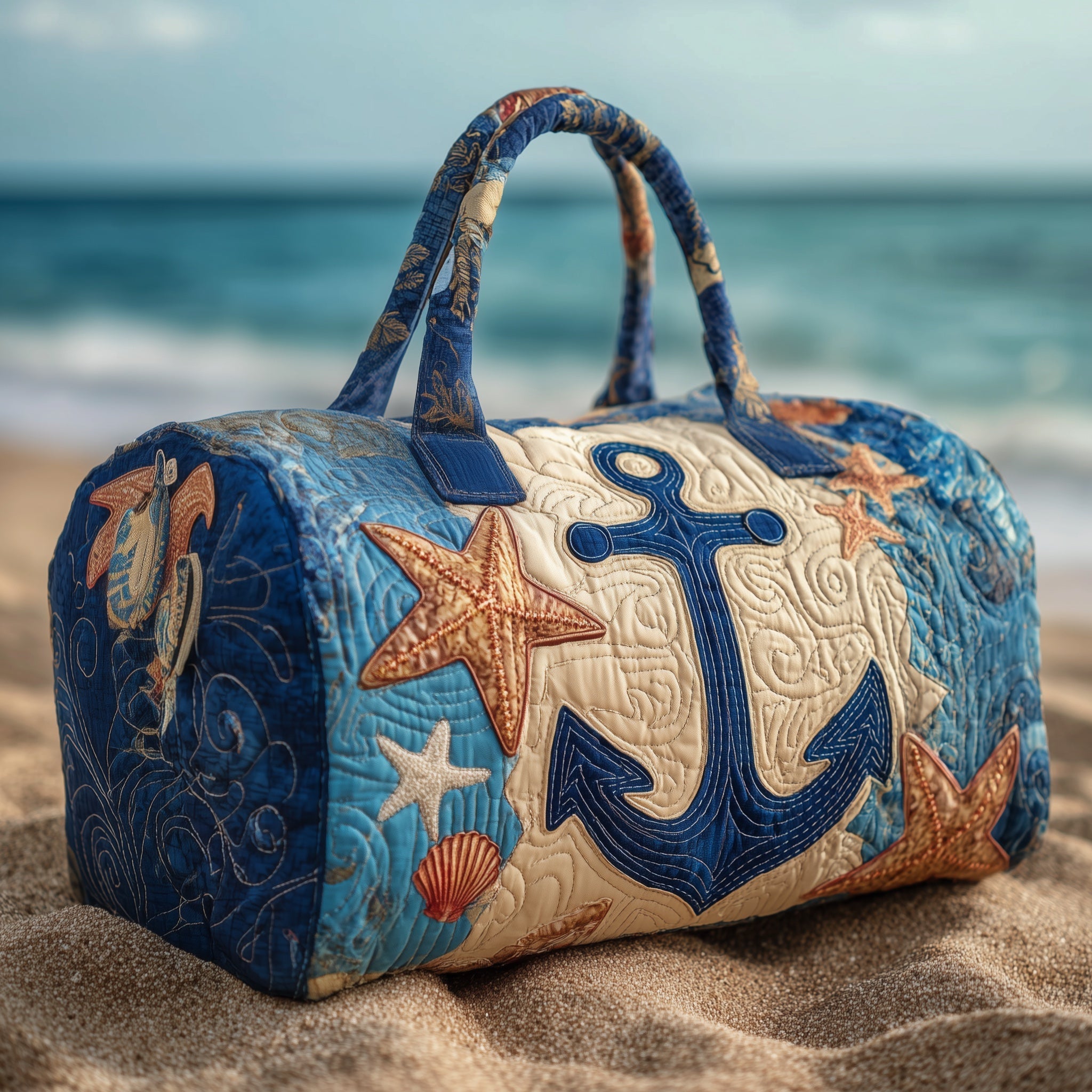 Ocean Anchor Quilted Duffle Bag Women's Carry On Duffel Bag Mother's Day Gifts For Grandma
