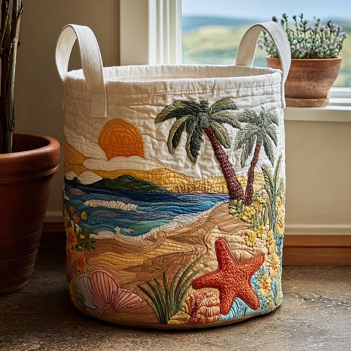 Ocean Bliss Quilted Laundry Basket Best Clothes Hamper Best Gifts For The Beach Lover