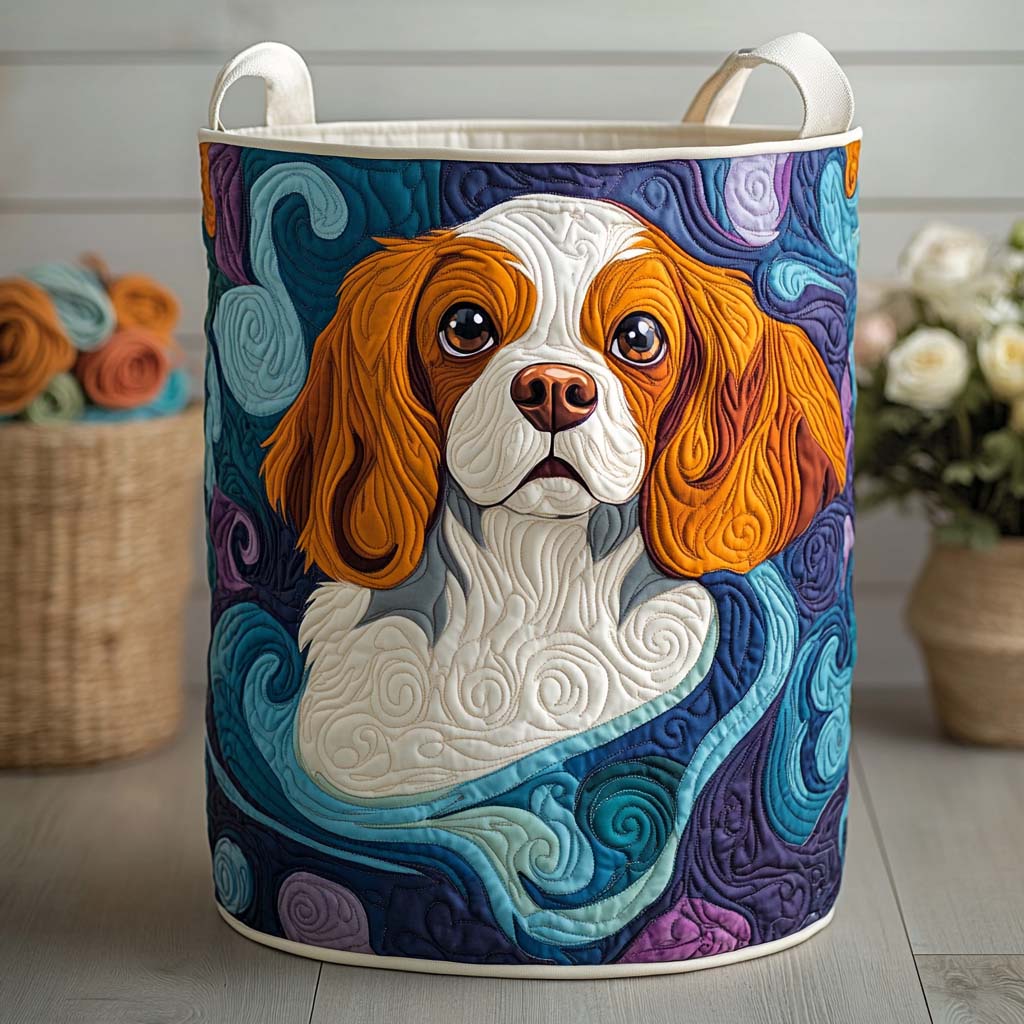 Ocean Breeze Pup Quilted Laundry Basket Home Decor Shop Gift For Dog Lover Woman