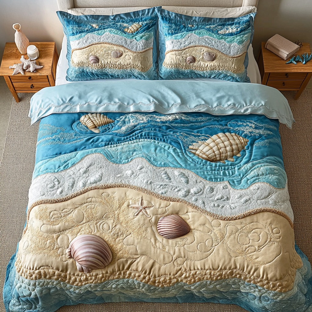 Ocean Breeze Quilted Bedding Set Unique Sheet Sets Beach Housewarming Gifts