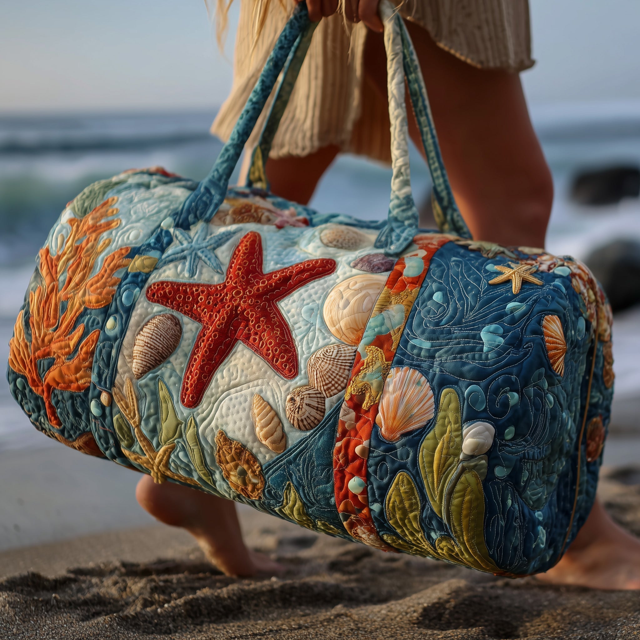 Ocean Breeze Quilted Duffle Bag Best Weekender Bag For Women Unique Mother's Day Gifts