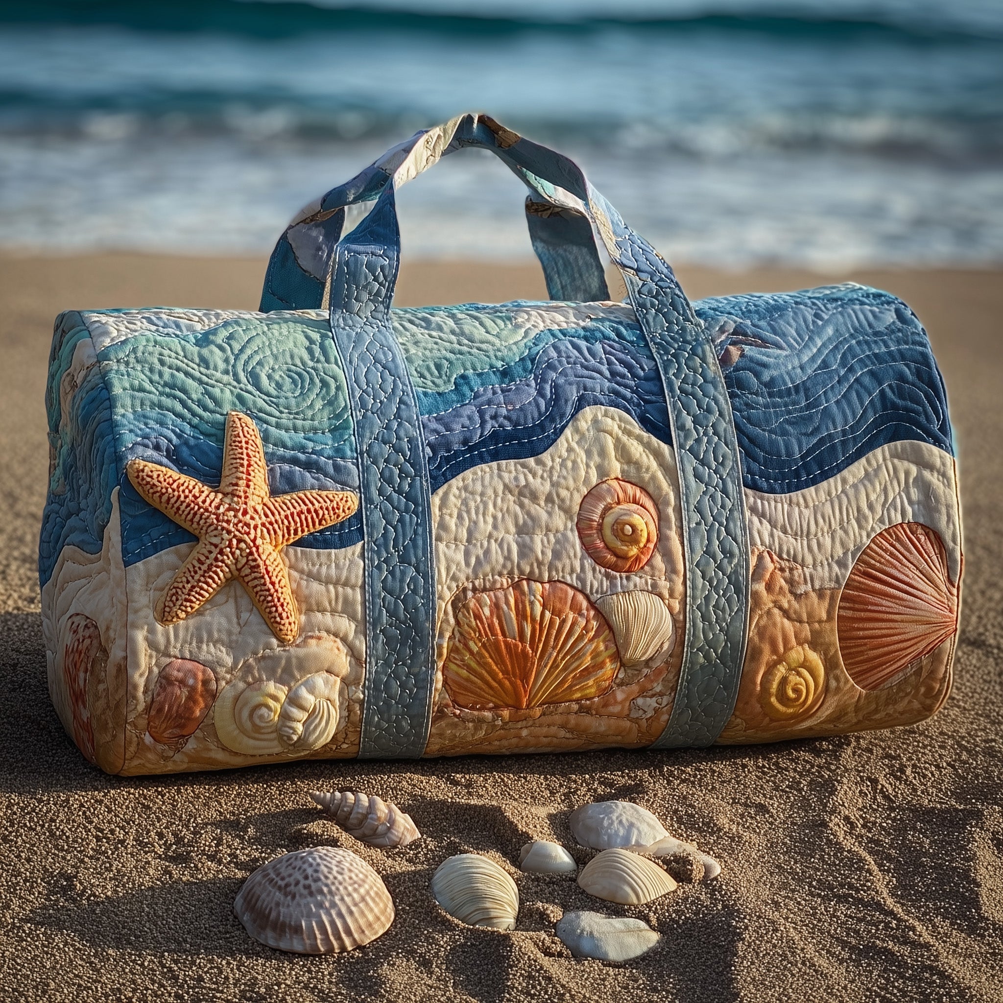 Ocean Breeze Quilted Duffle Bag Duffel Bag Weekender Creative Mother's Day Gifts