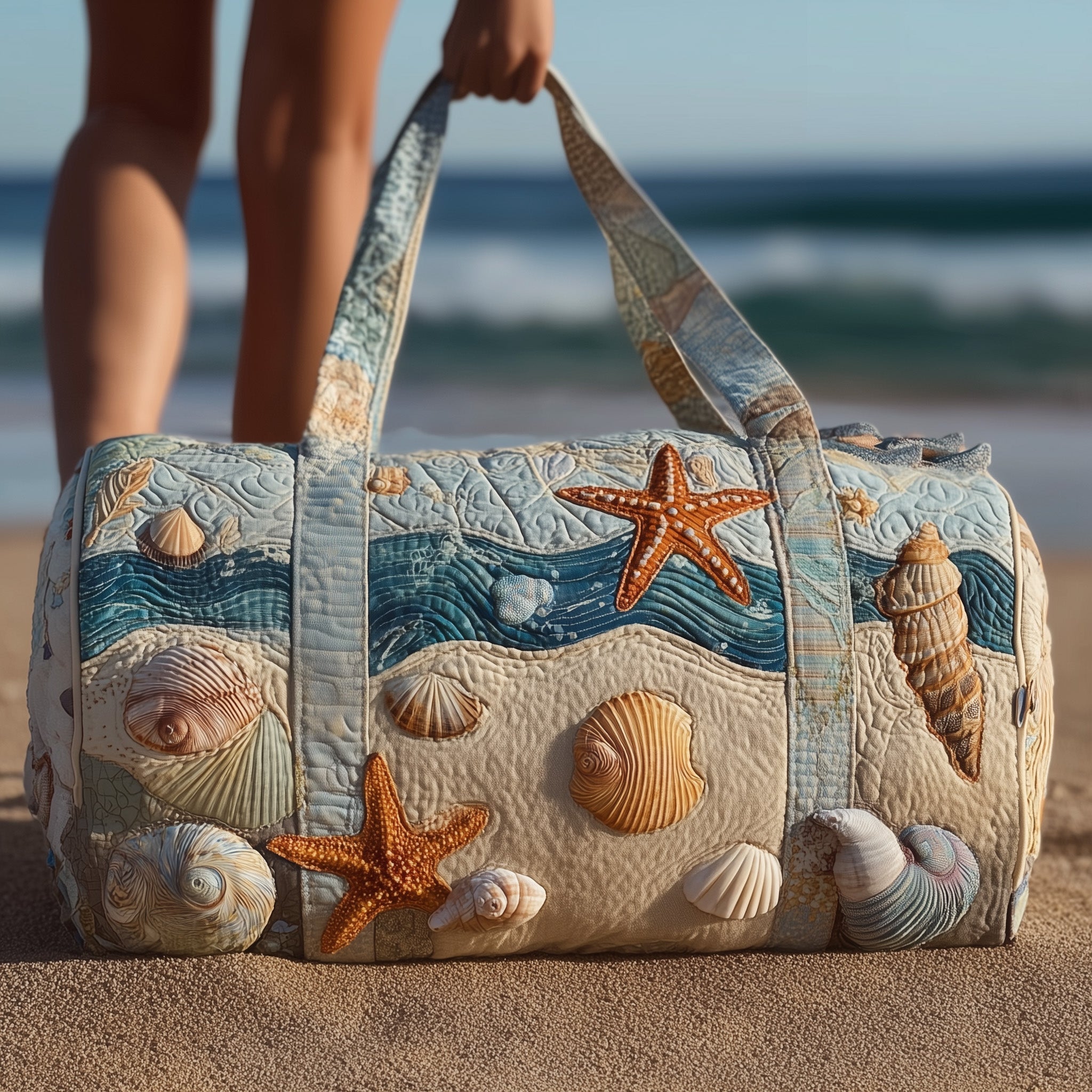 Ocean Breeze Quilted Duffle Bag Nice Weekender Bag Mother's Day Delivery Gifts