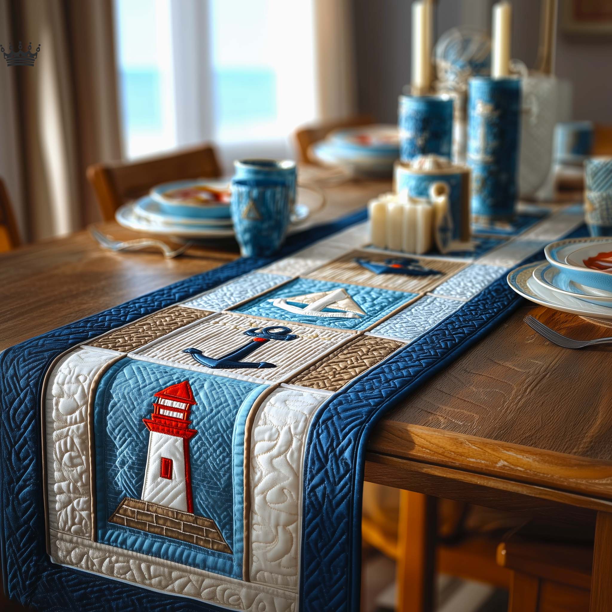 Ocean Breeze Quilted Table Runner Beach Table Runner Beach Christmas Gifts