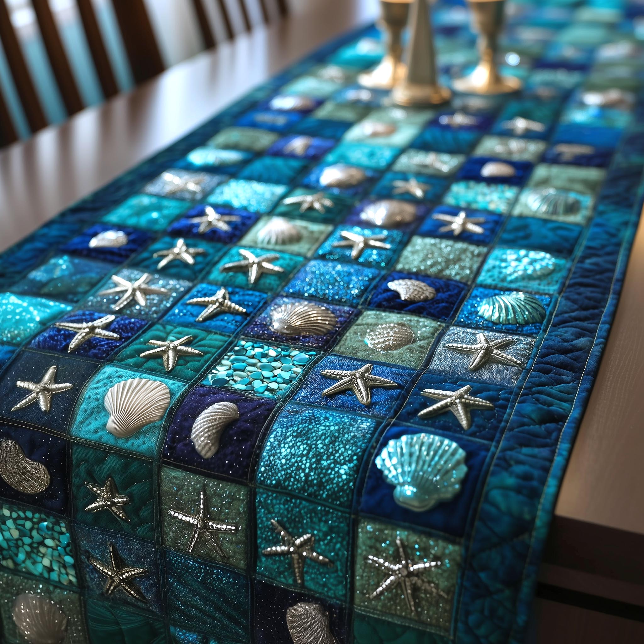 Ocean Breeze Quilted Table Runner Beach Table Runner Beach Themed Gift Ideas