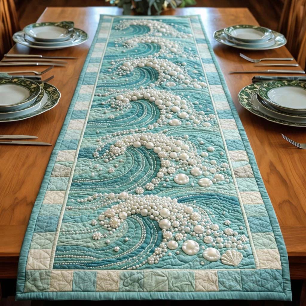 Ocean Breeze Quilted Table Runner Dining Room Table Decor Gifts For Dads Who Have Everything