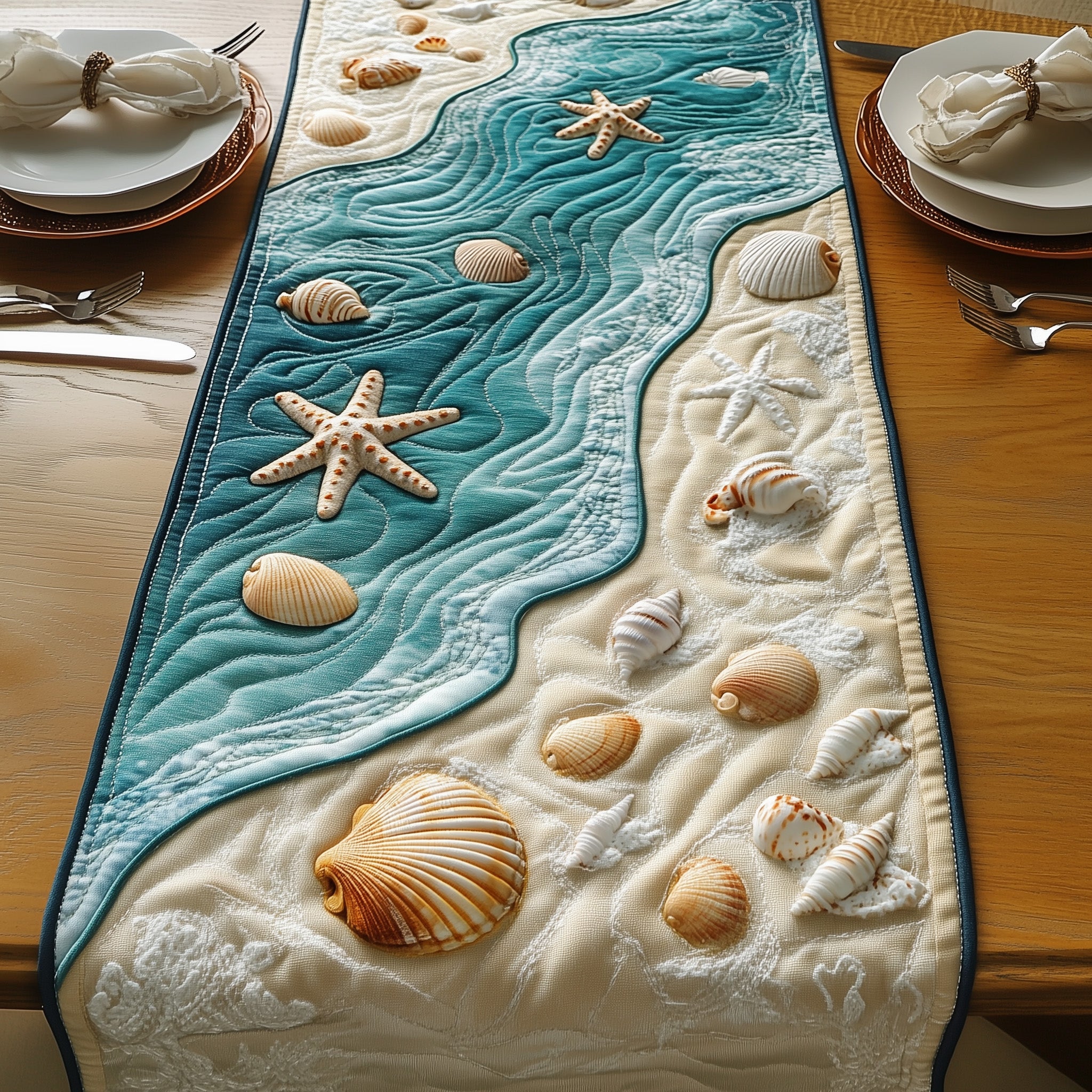 Ocean Breeze Quilted Table Runner Nautical Table Topper Beach Related Gifts