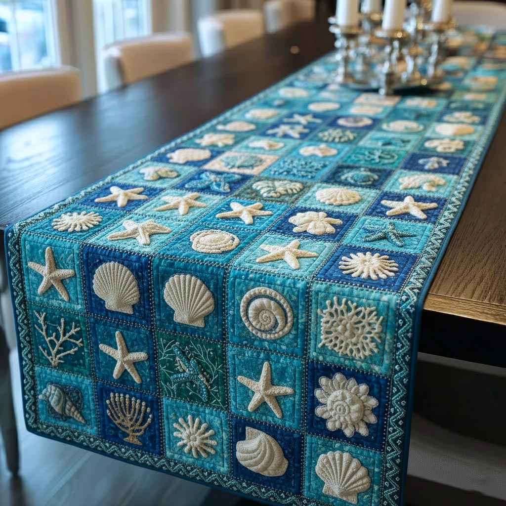 Ocean Breeze Quilted Table Runner Ocean Themed Table Runners Christmas Gifts For Beach Lovers
