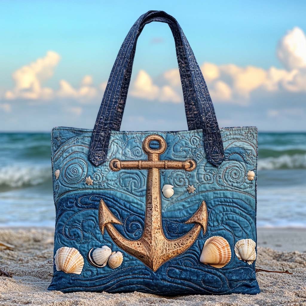 Ocean Charm Quilted Tote Bag Trendy Shoulder Bags Birthday Gift Ideas For Mother