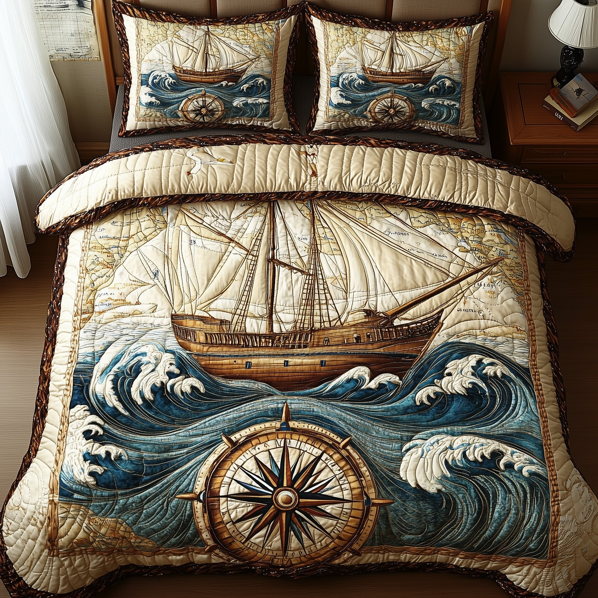Ocean Explorer Quilted Bedding Set Bedroom Room Decor Gifts For Marine Life Lovers