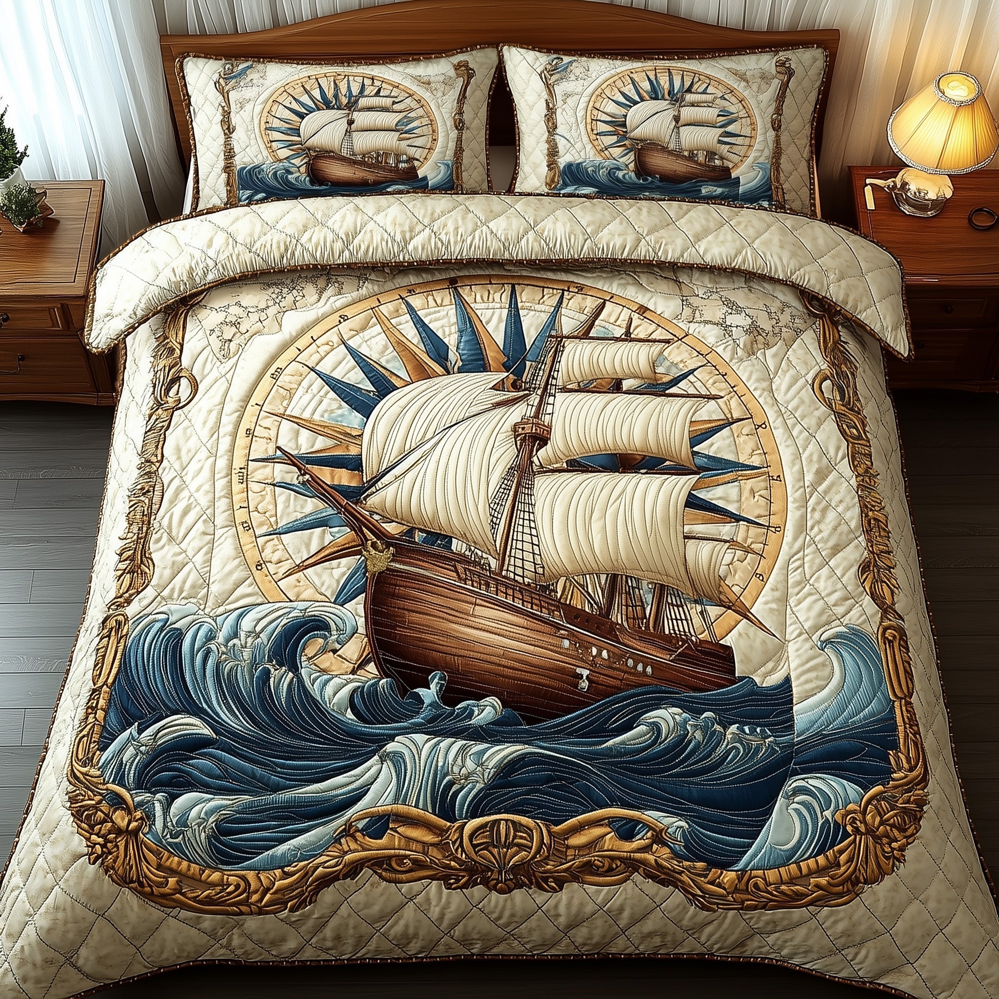 Ocean Explorer Quilted Bedding Set Unique Bed Sheets Gifts For Marine Life Lovers