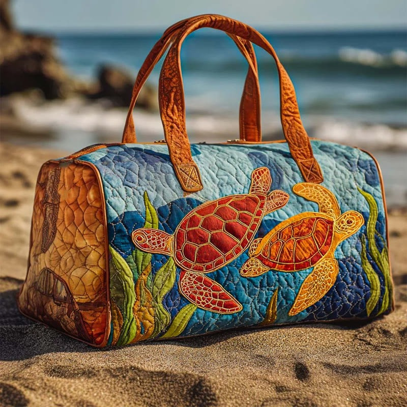 Ocean Free Turtle Pattern Quilted Duffle Bag Luxury Comfortable Travel Bag Gift For Mom
