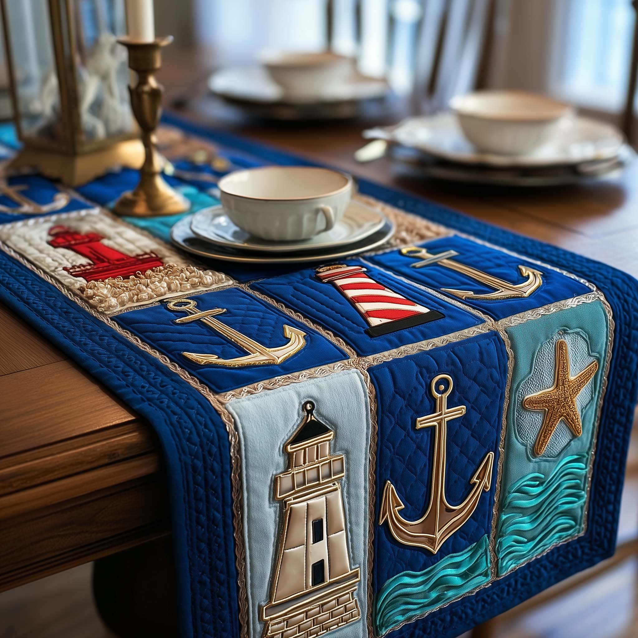 Ocean Gems Quilted Table Runner Coastal Style Table Runners Best Gifts For Beach Goers