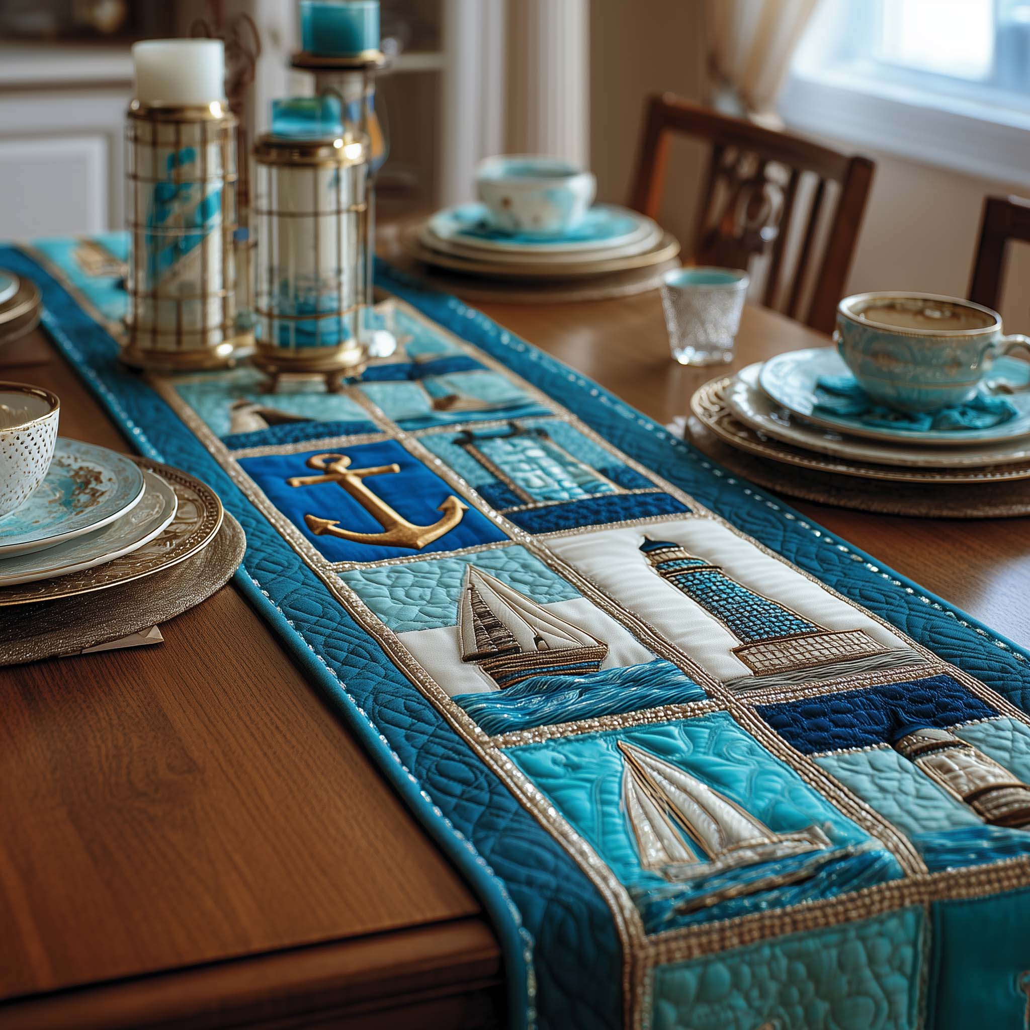 Ocean Gems Quilted Table Runner Ocean Table Runner Birthday Gifts For Beach Lovers