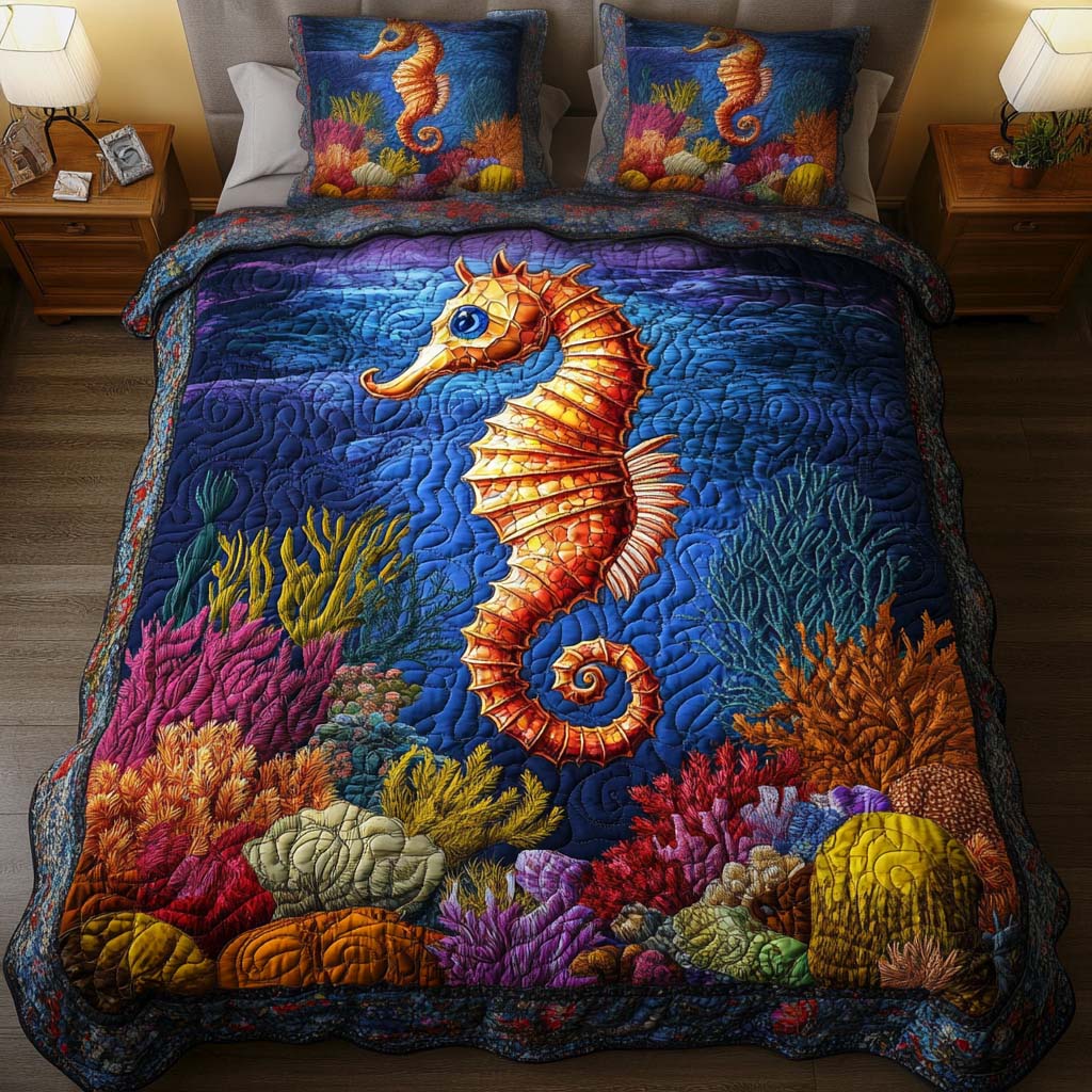 Ocean Majesty Quilted Bedding Set Cute Bed Sheets For Teens Gifts For An Ocean Lover