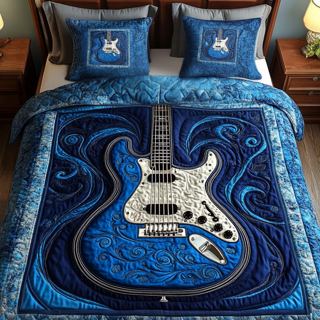 Ocean Melody Quilted Bedding Set Best Sheet Sets Birthday Gifts For Guitar Lovers