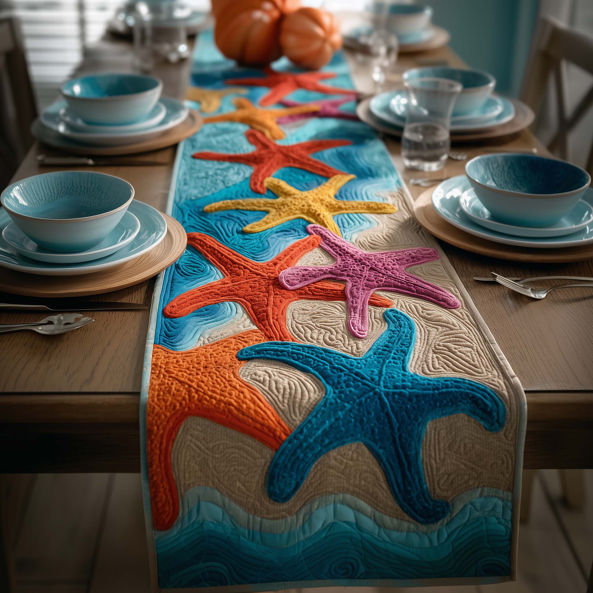 Ocean Party Quilted Table Runner Coastal Table Runner Gifts For An Ocean Lover