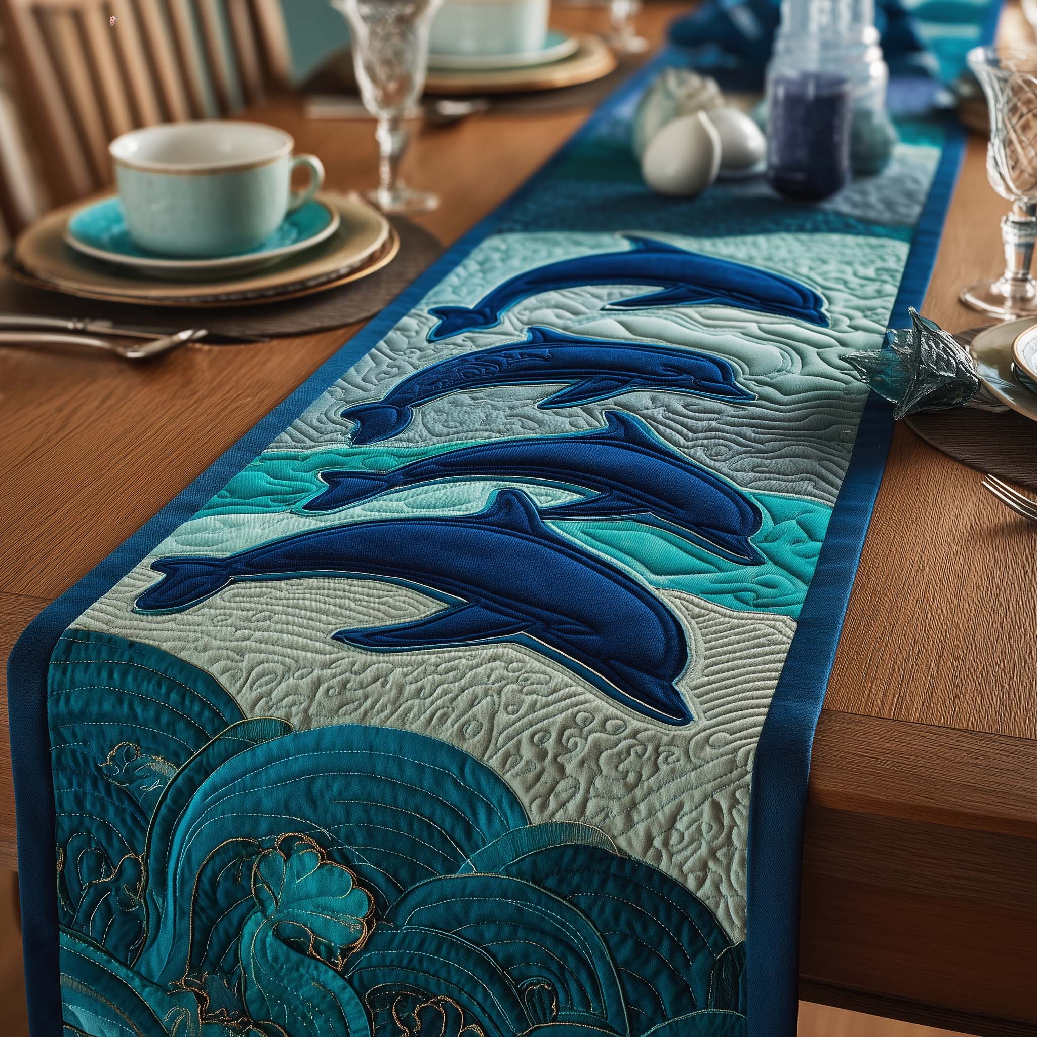 Ocean Party Quilted Table Runner Ocean Table Runner Unique Gifts For Ocean Lovers
