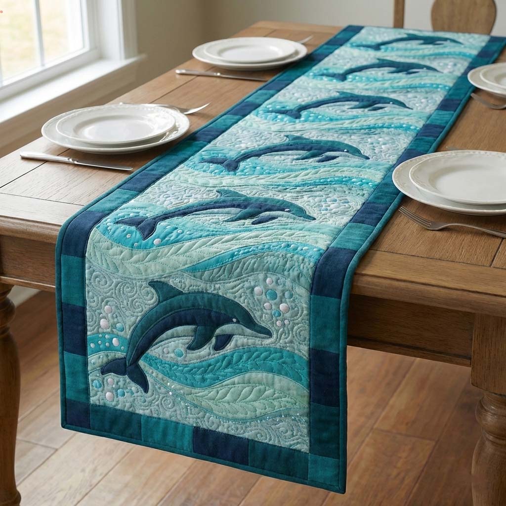 Ocean Party Quilted Table Runner Ocean Themed Table Runners Best Gifts For Ocean Lovers
