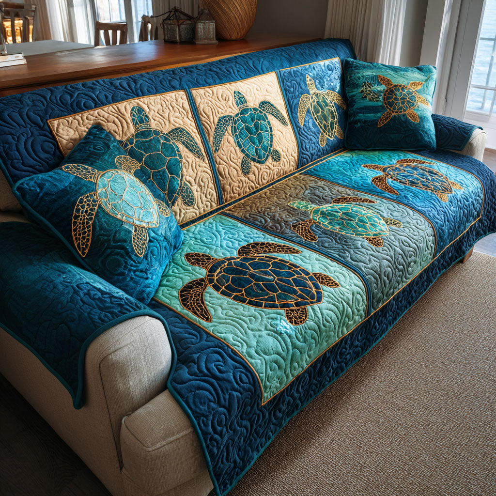 Ocean Serenity Quilted Sofa Cover Best Sofa Covers Sea Turtle Themed Gifts