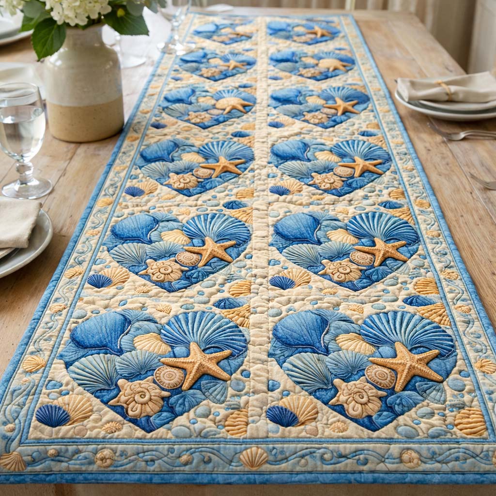 Ocean Serenity Quilted Table Runner Dinner Table Decor Father'sDay Present Ideas