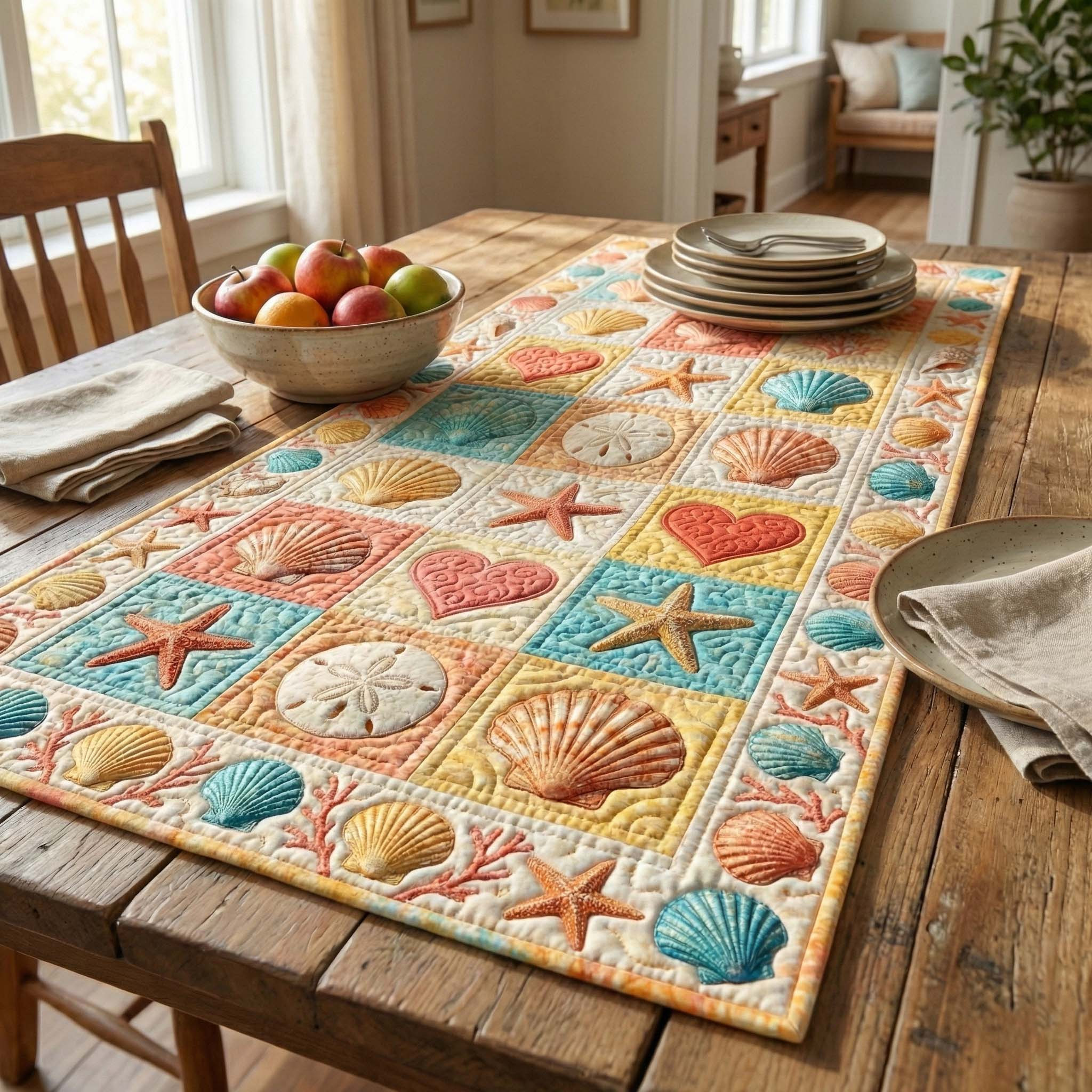 Ocean Serenity Quilted Table Runner Dinner Table Decor Ideas Fathers Day Delivery Gifts
