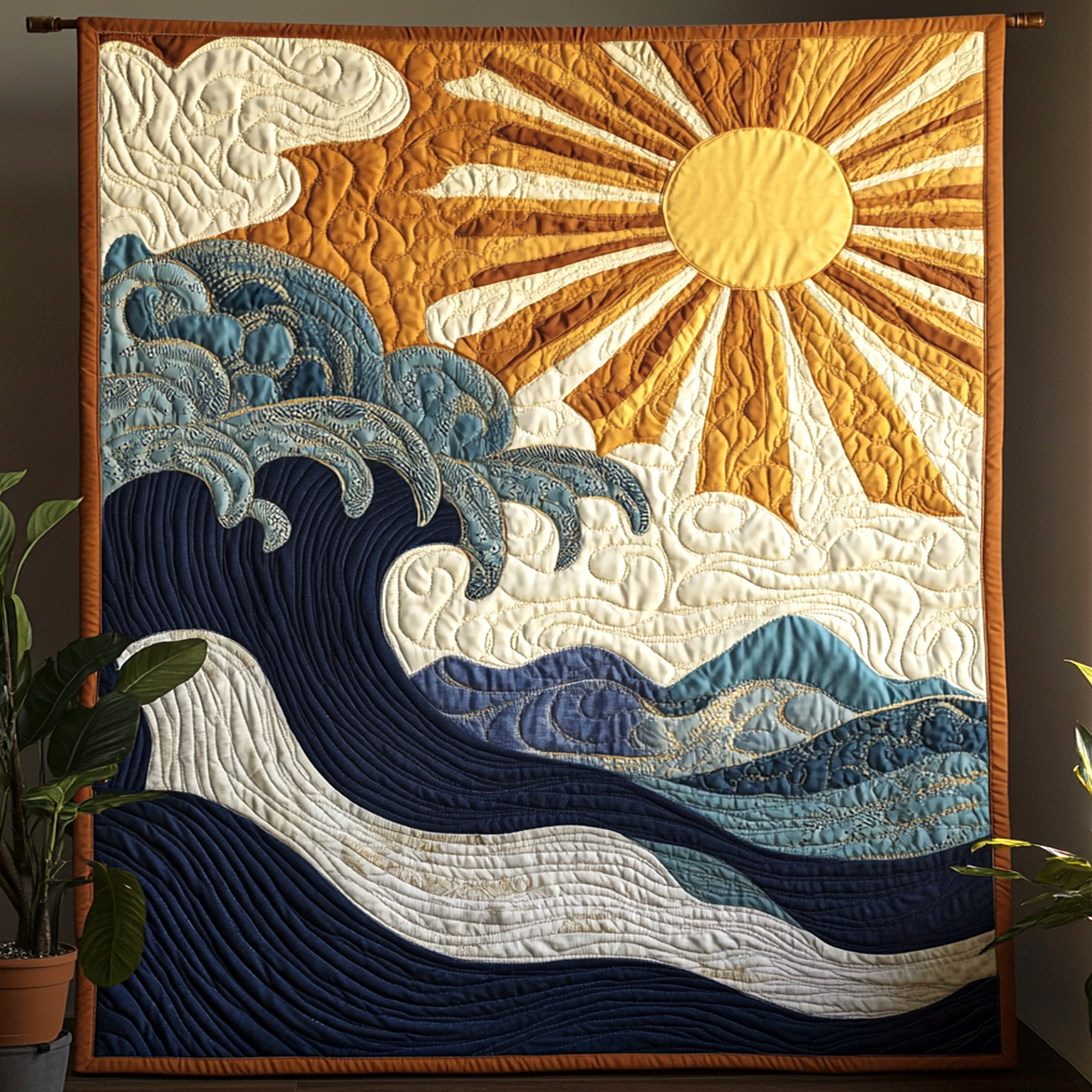 Ocean Sunrise Quilted Blanket Bedspreads Best Mothers Day Gifts
